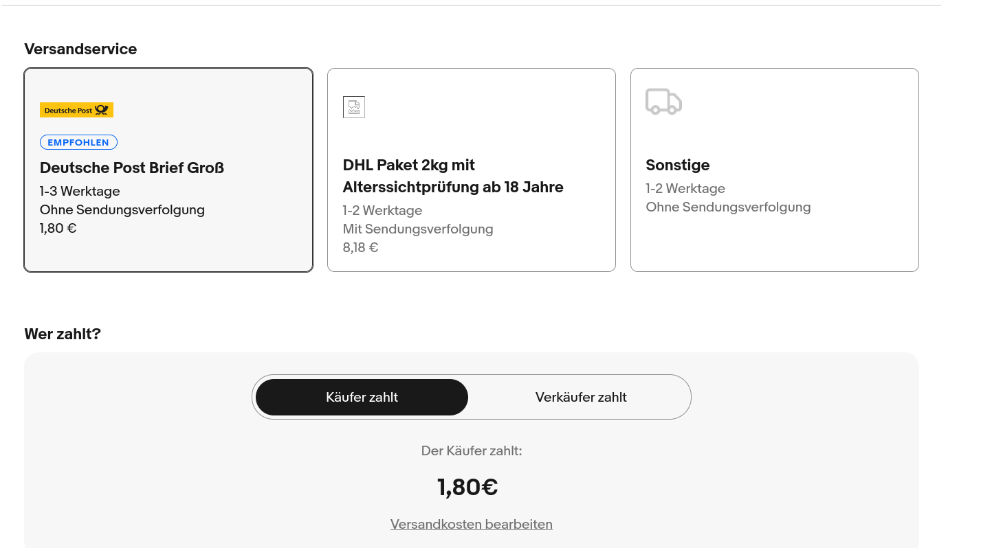 Pick a courier, DHL for 1,80€